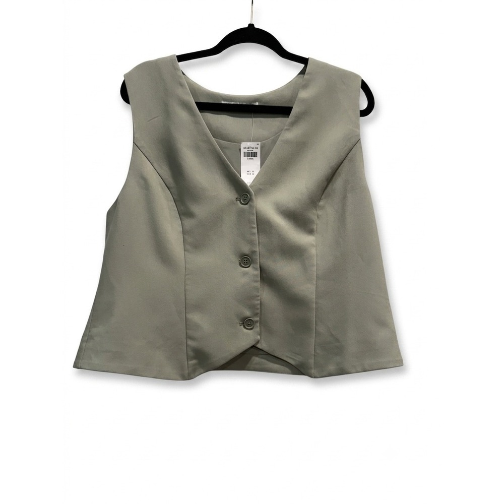 Abercrombie & Fitch Womens Button Up Vest Top Sage Green XL 140-408-1558-310 NEW